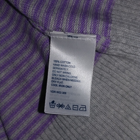 Nautica Women's Grey With Purple Stripes Cardigan - Picture 5 of 8